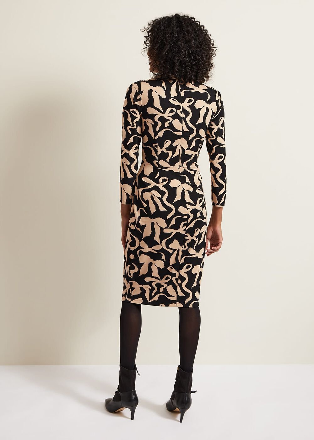 Brooke Jersey Bow Bodycon Midi Dress - Black/Nude