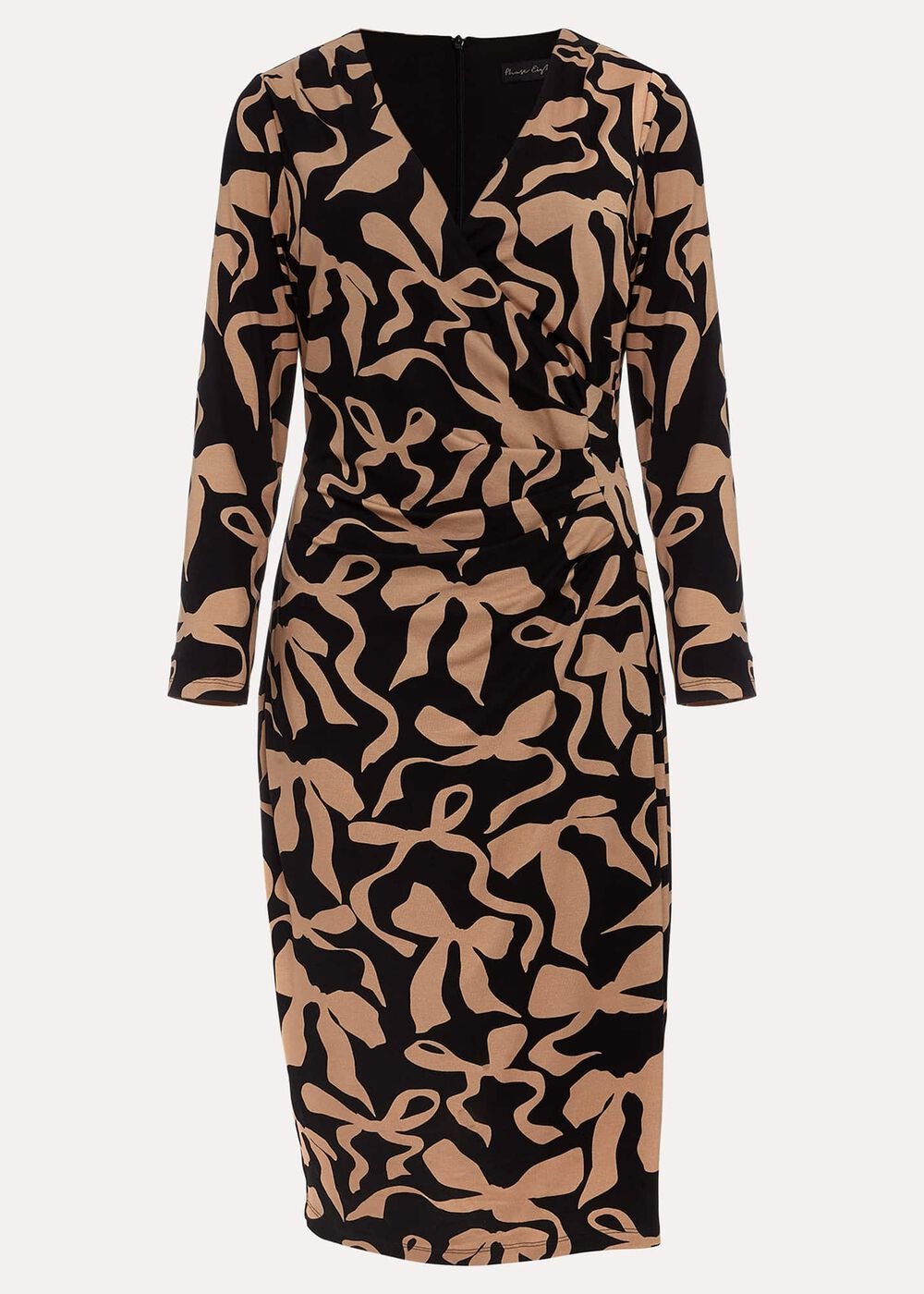 Brooke Jersey Bow Bodycon Midi Dress - Black/Nude