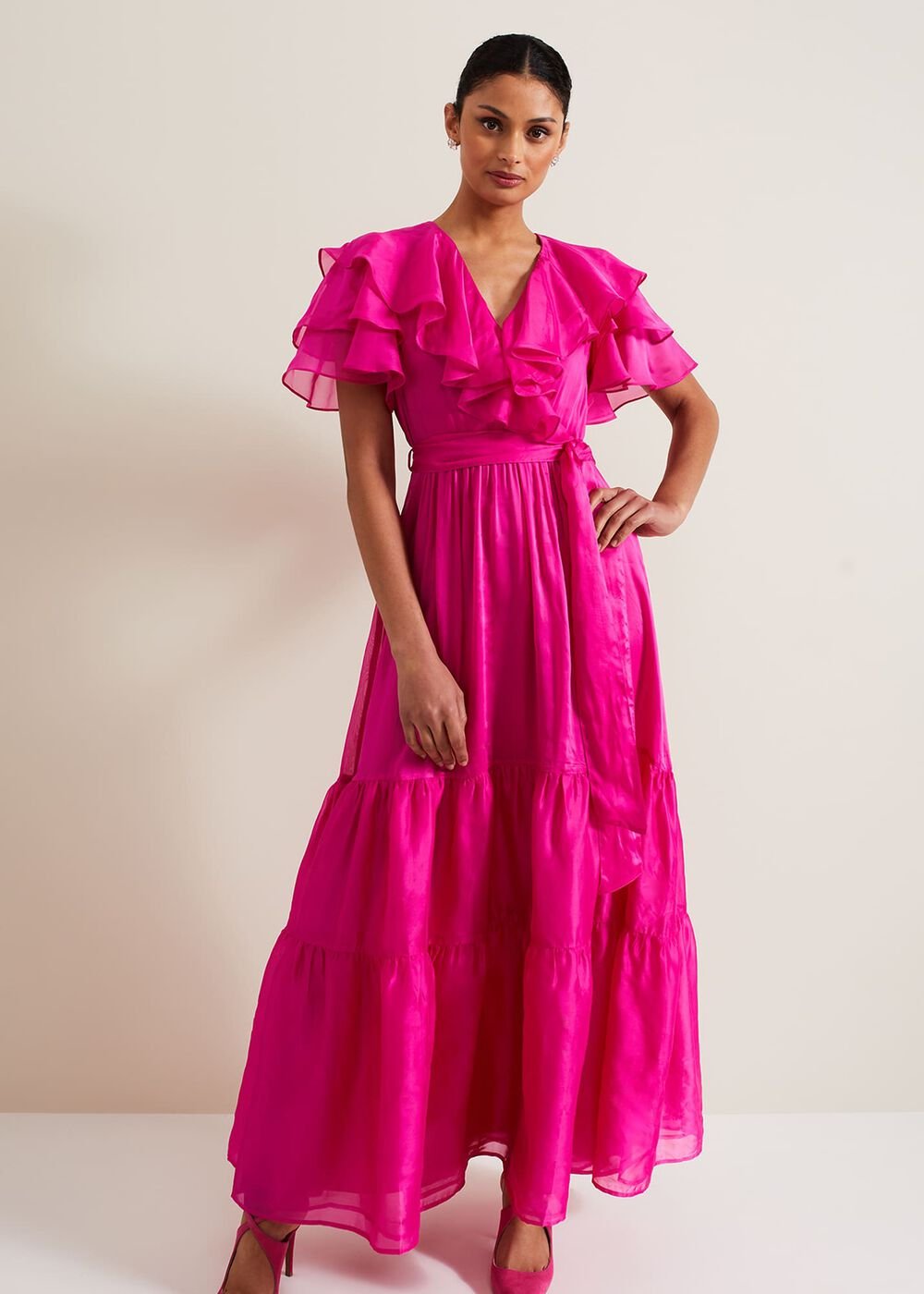 Mabelle Organza Maxi Dress - Fuchsia