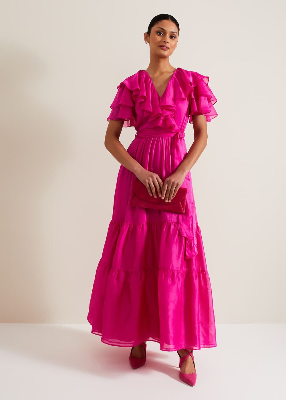 Mabelle Organza Maxi Dress - Fuchsia