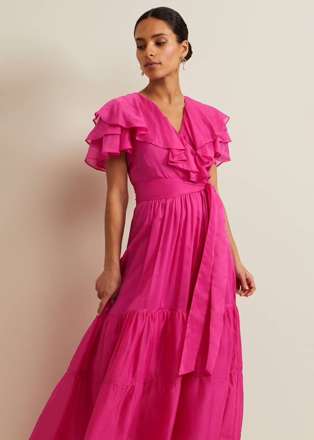 Petite Mabelle Organza Maxi Dress - Fuchsia