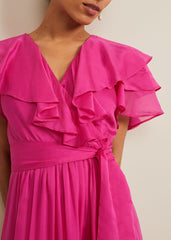 Petite Mabelle Organza Maxi Dress - Fuchsia
