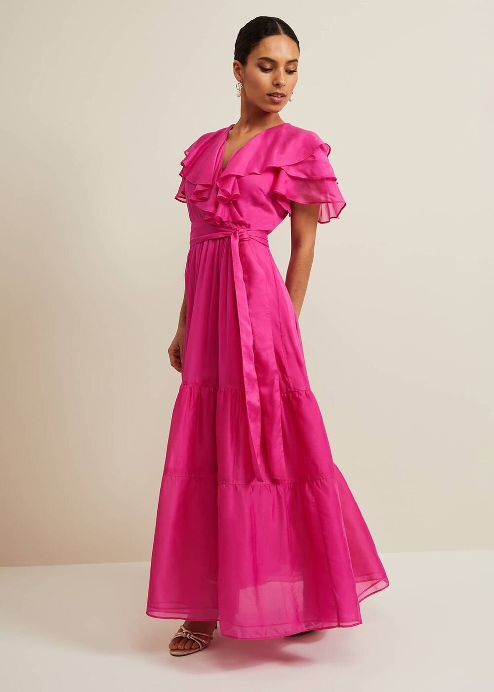 Petite Mabelle Organza Maxi Dress - Fuchsia