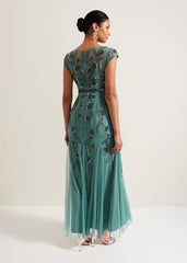 Evonne Beaded Maxi Dress - Light Green
