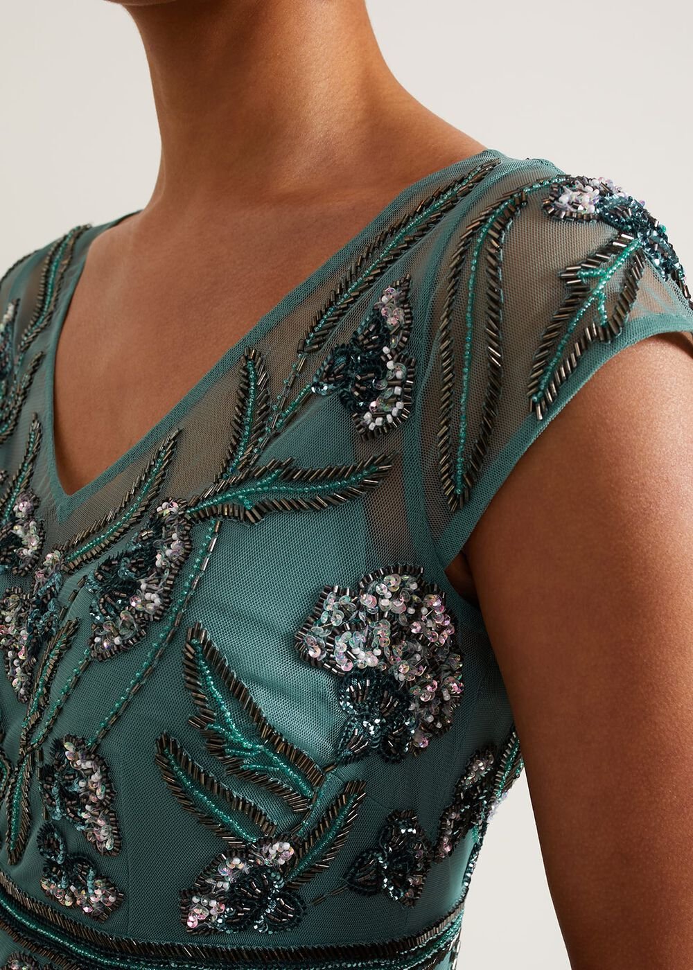 Evonne Beaded Maxi Dress - Light Green