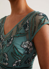 Evonne Beaded Maxi Dress - Light Green