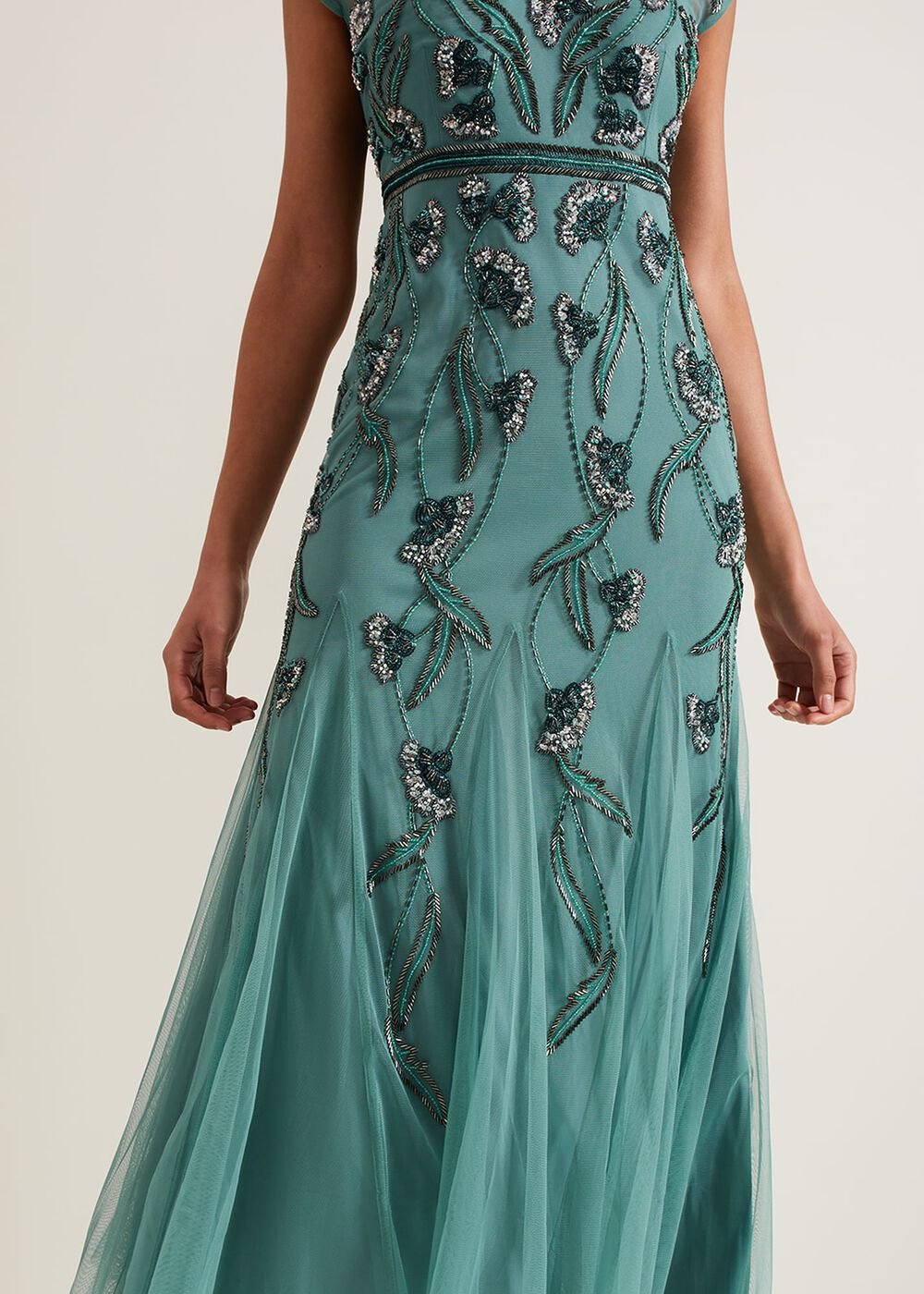 Evonne Beaded Maxi Dress - Light Green