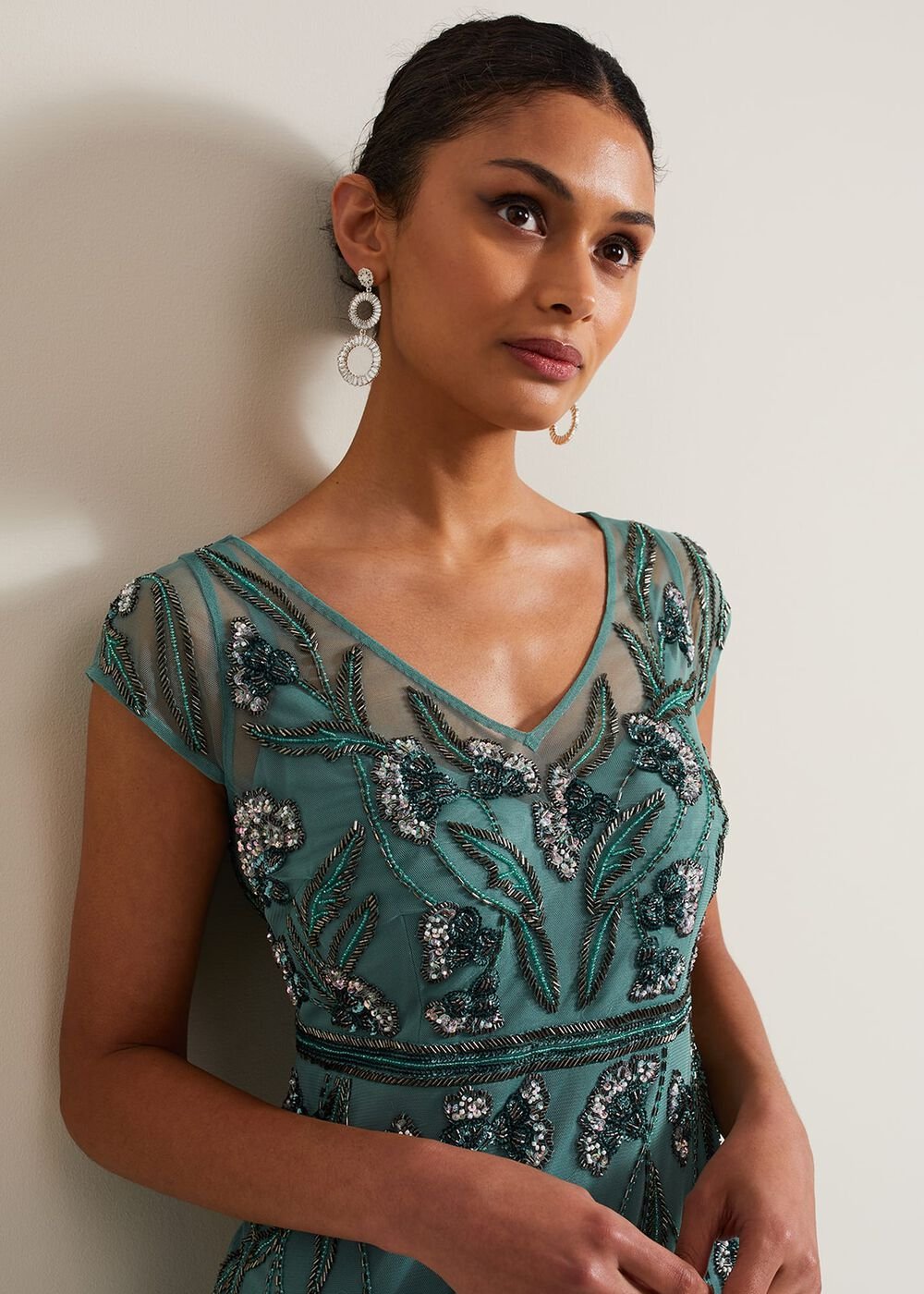 Evonne Beaded Maxi Dress - Light Green