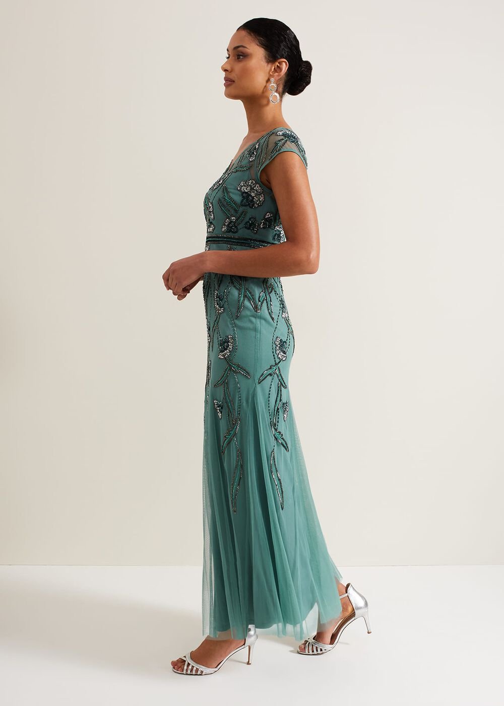 Evonne Beaded Maxi Dress - Light Green