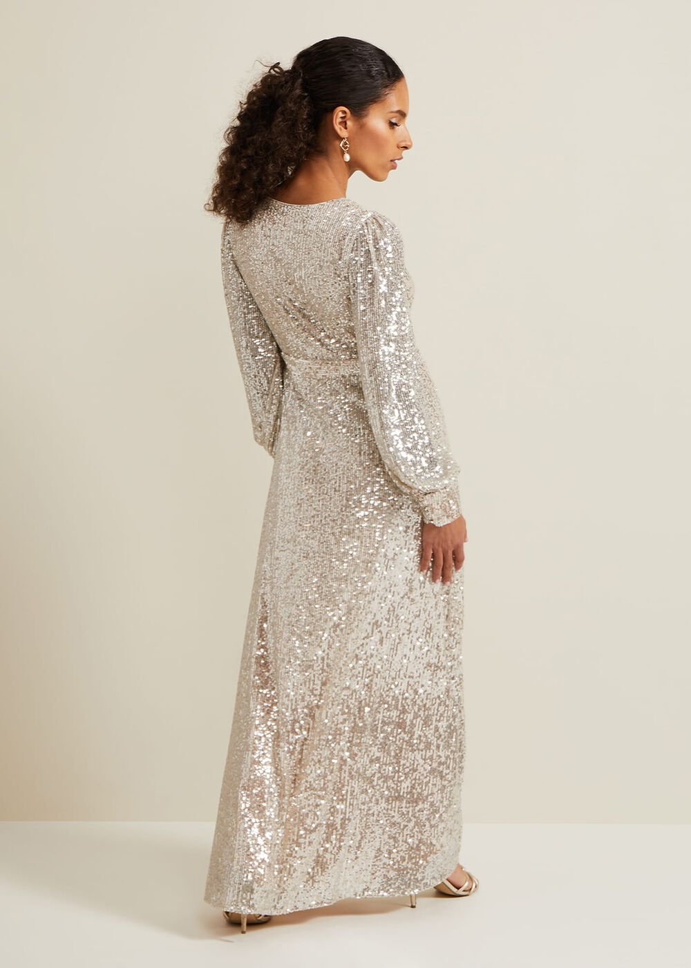 Petite Amily Sequin Maxi Dress - Silver