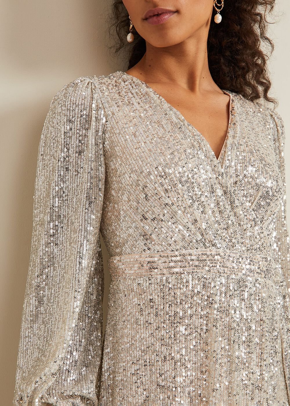 Petite Amily Sequin Maxi Dress - Silver