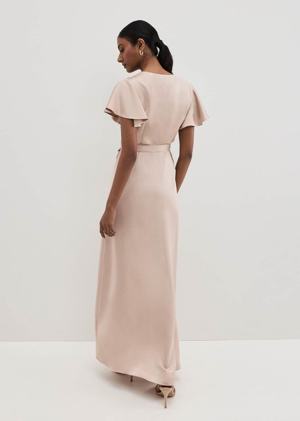 Arabella Satin Maxi Dress - Latte