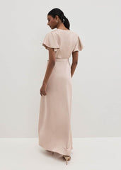 Arabella Satin Maxi Dress - Latte