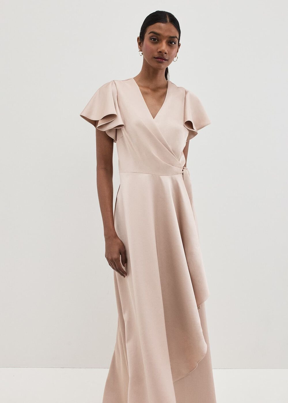 Arabella Satin Maxi Dress - Latte