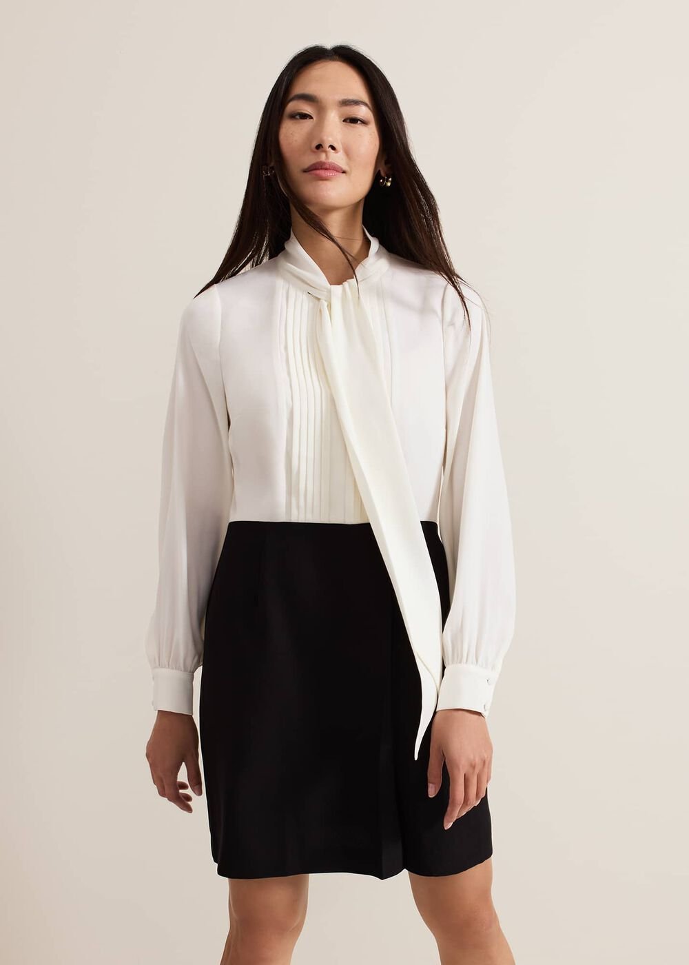 Tilly Shift Mini Dress - Black/Ivory