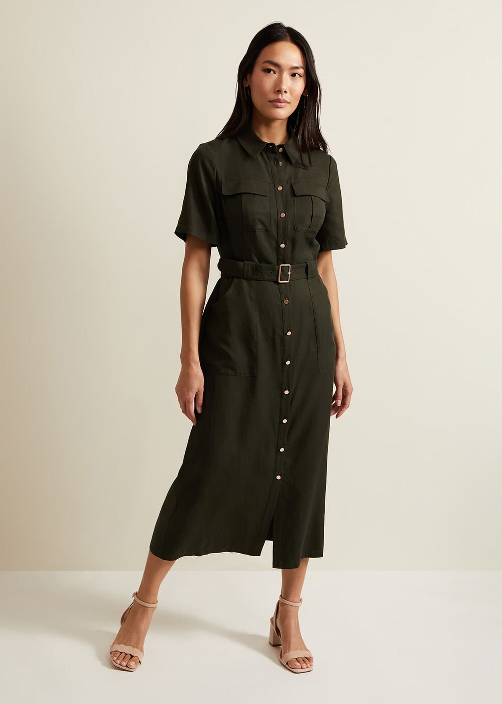 Willow Midi Utility Dress - Green