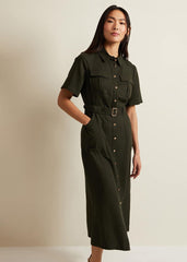 Willow Midi Utility Dress - Green