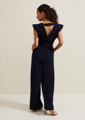 Petite Kallie Frill Jumpsuit - Navy
