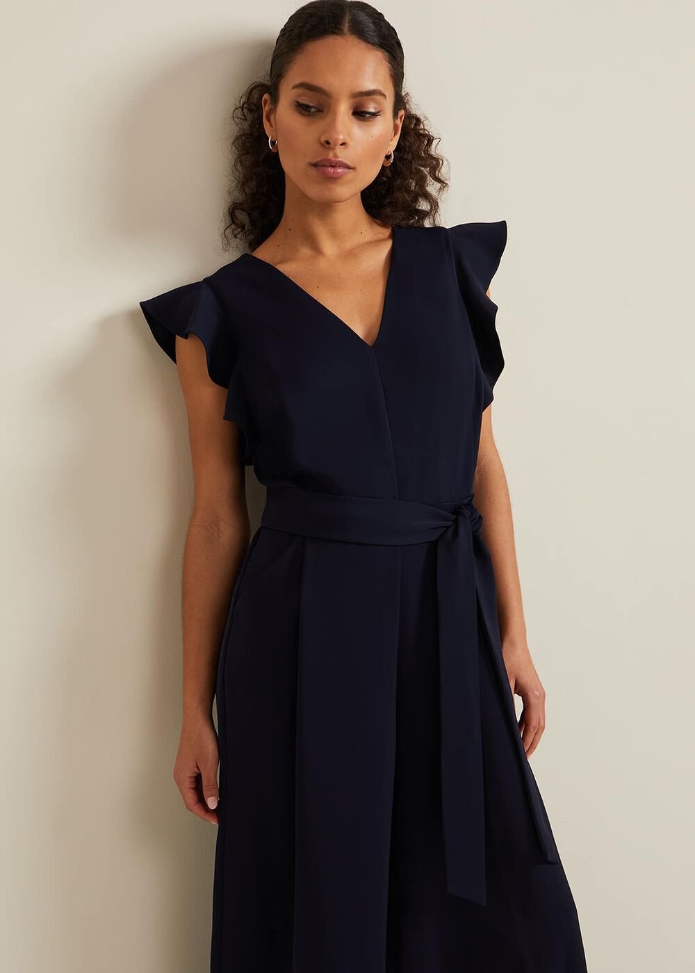 Petite Kallie Frill Jumpsuit - Navy