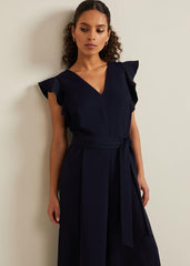 Petite Kallie Frill Jumpsuit - Navy