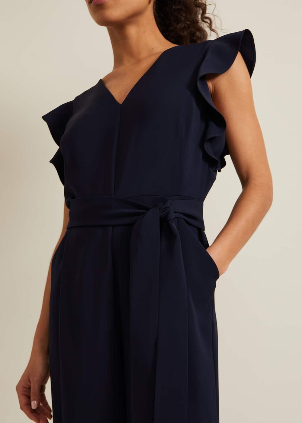 Petite Kallie Frill Jumpsuit - Navy