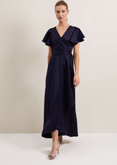 Arabella Satin Maxi Dress - Navy