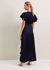Arabella Satin Maxi Dress - Navy