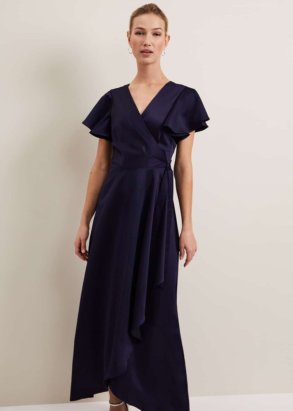 Arabella Satin Maxi Dress - Navy