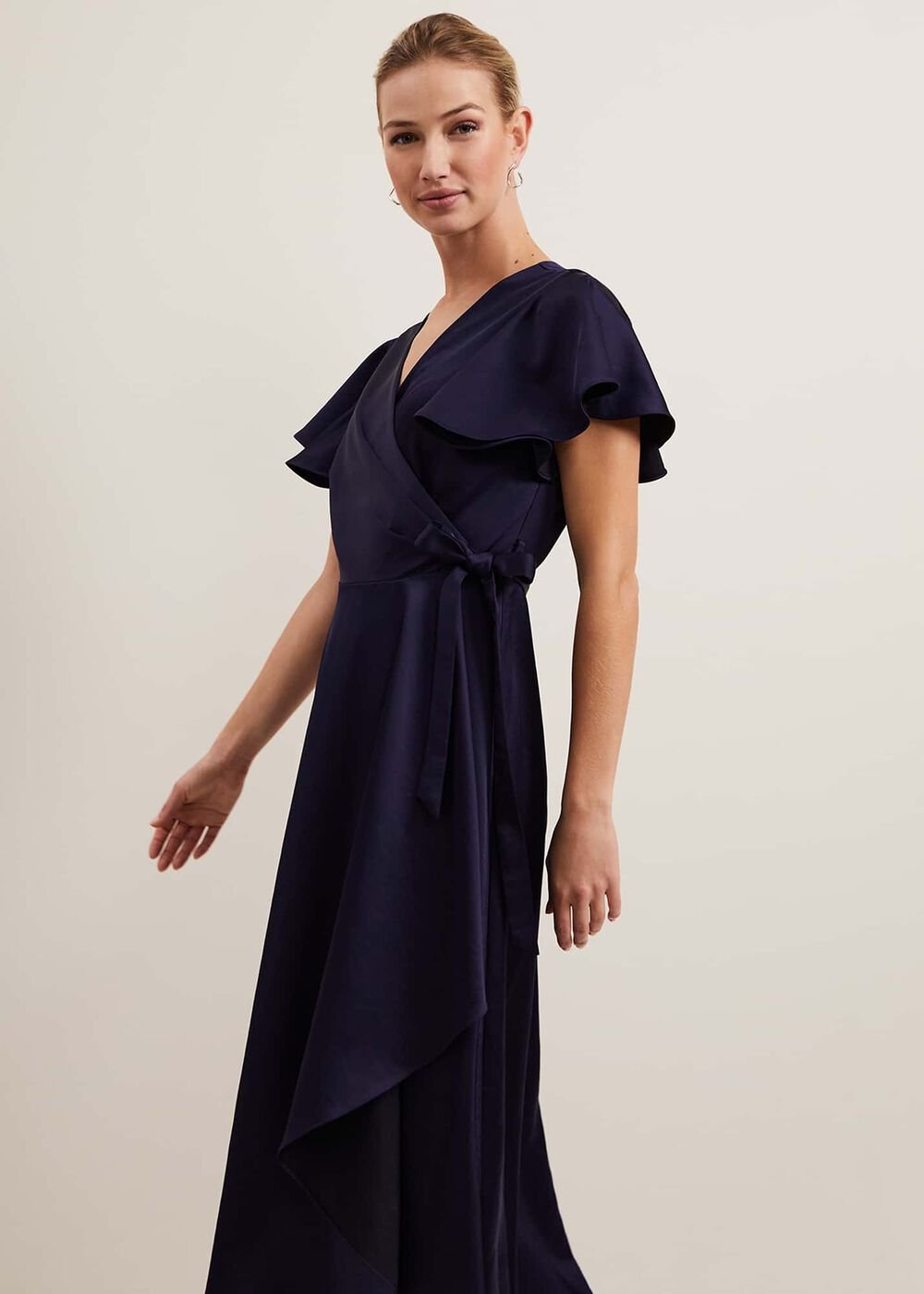Arabella Satin Maxi Dress - Navy