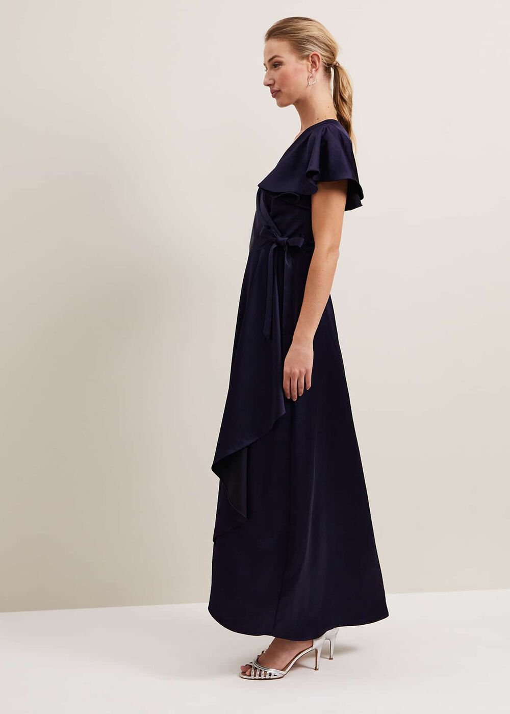 Arabella Satin Maxi Dress - Navy
