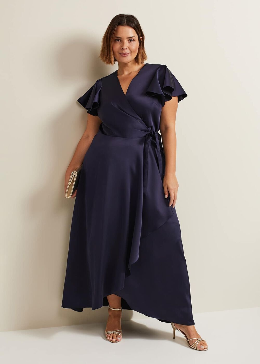 Arabella Satin Maxi Dress - Navy