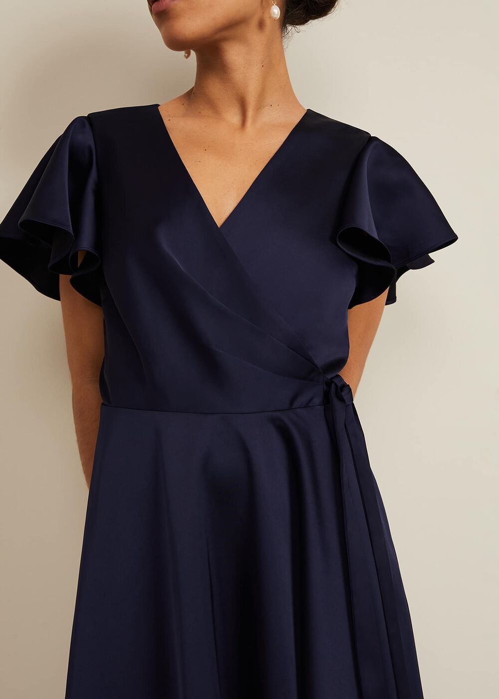 Petite Arabella Satin Maxi Dress - Navy