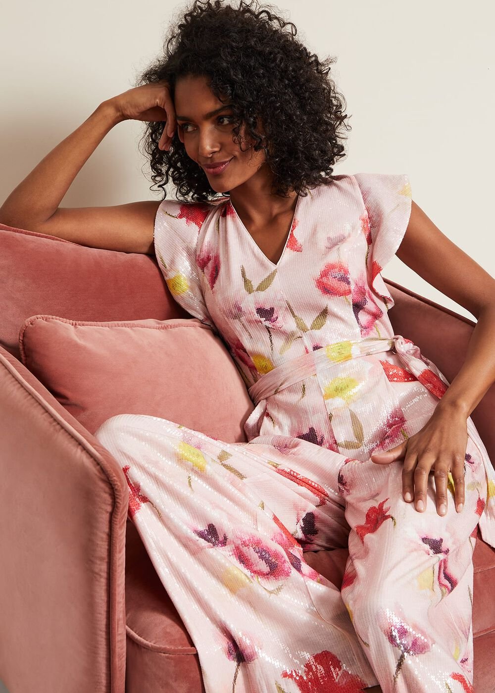 Rhiannon Sequin Printed Jumpsuit - Multi-Coloured
