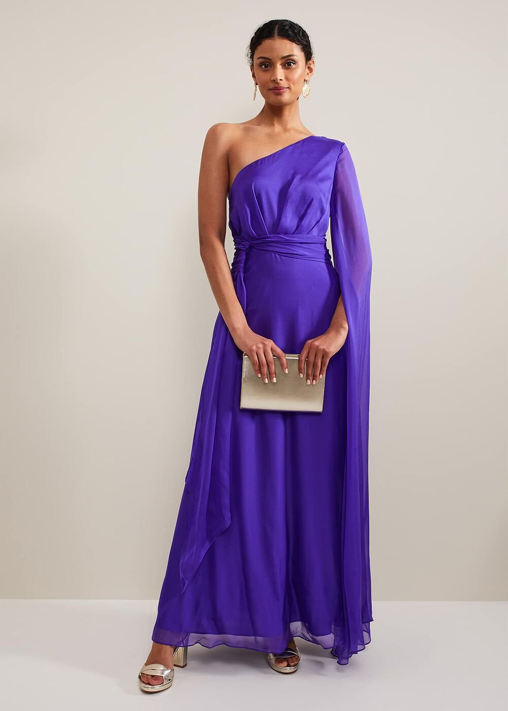 Darby Silk One Shoulder Maxi Dress - Purple