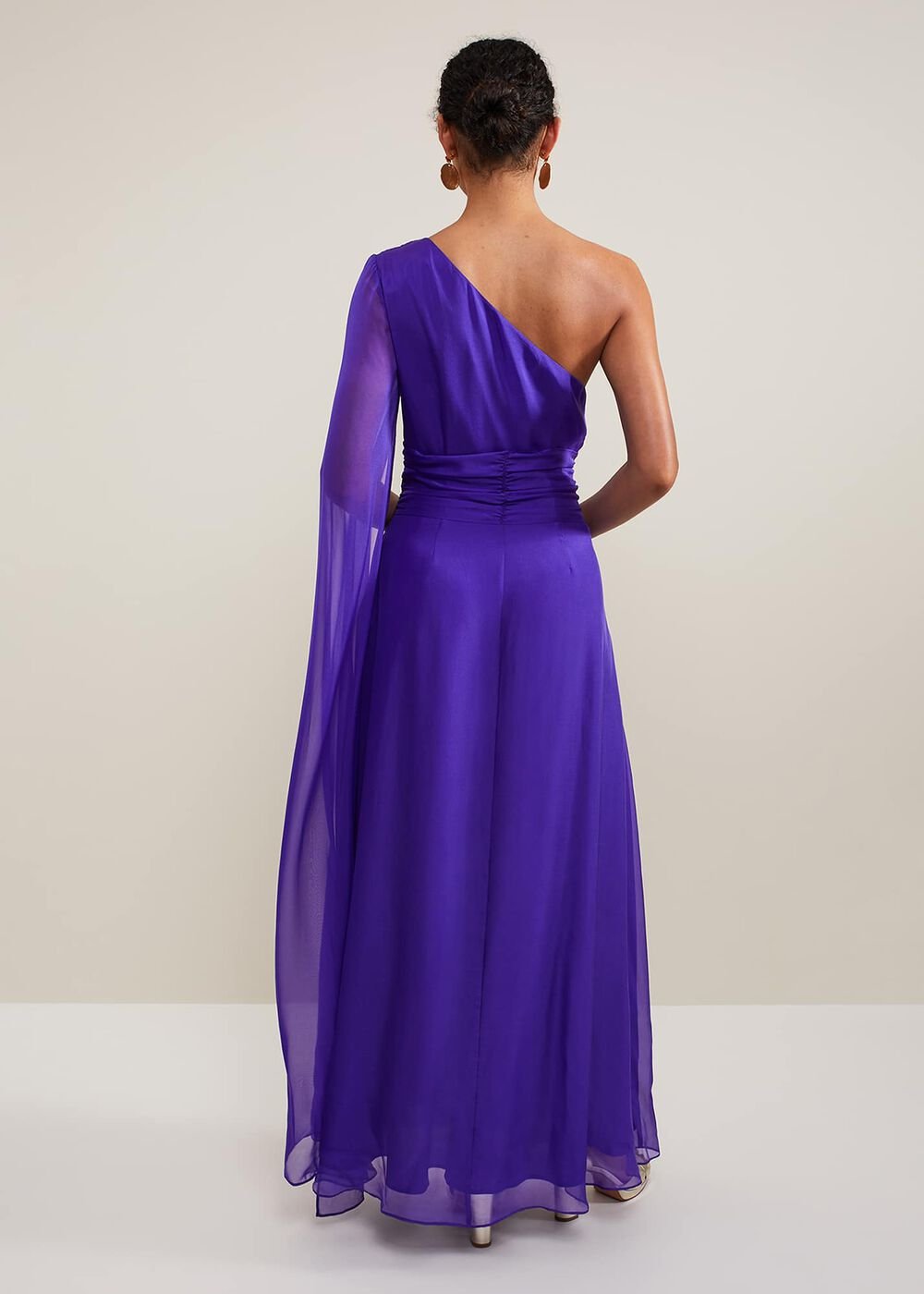 Darby Silk One Shoulder Maxi Dress - Purple