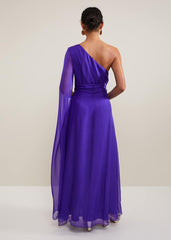 Darby Silk One Shoulder Maxi Dress - Purple