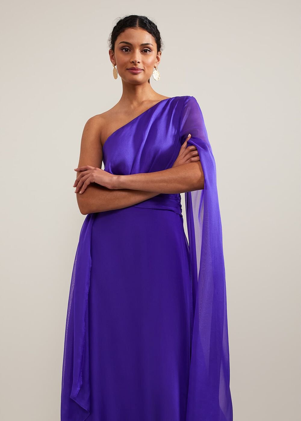 Darby Silk One Shoulder Maxi Dress - Purple