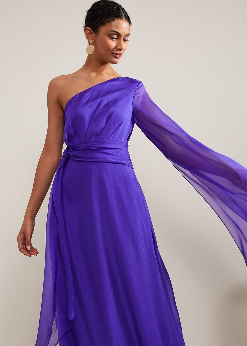 Darby Silk One Shoulder Maxi Dress - Purple