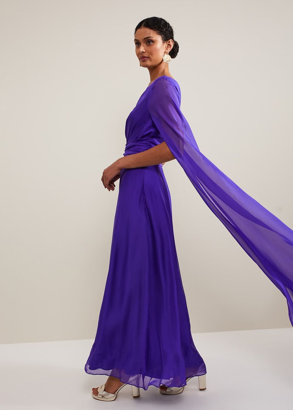 Darby Silk One Shoulder Maxi Dress - Purple