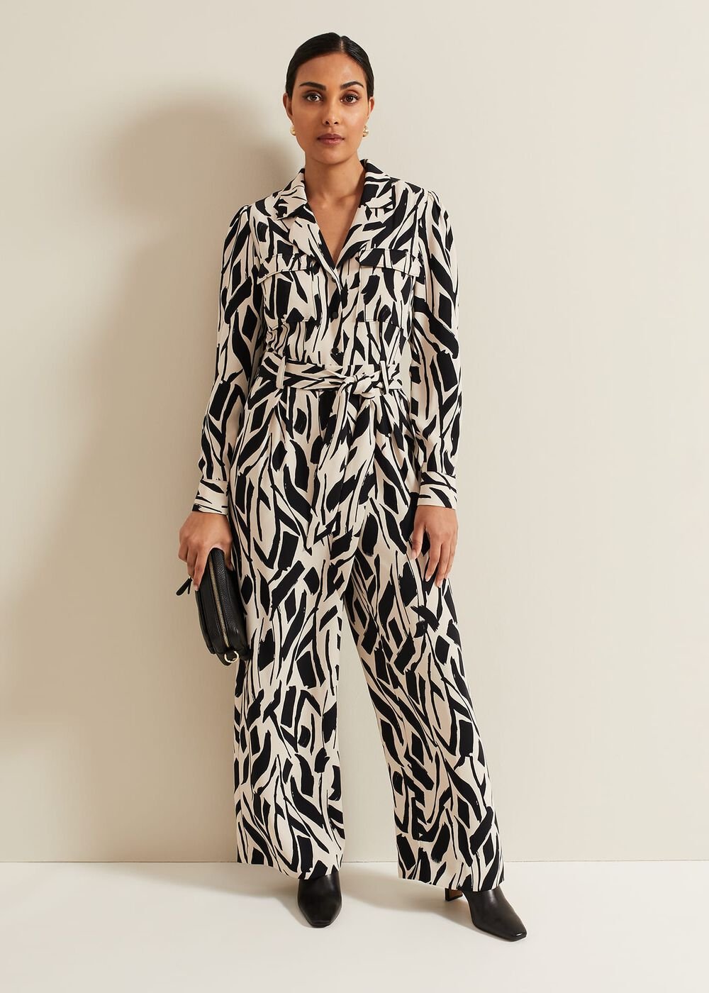 Petite Constance Geo Jumpsuit - Black