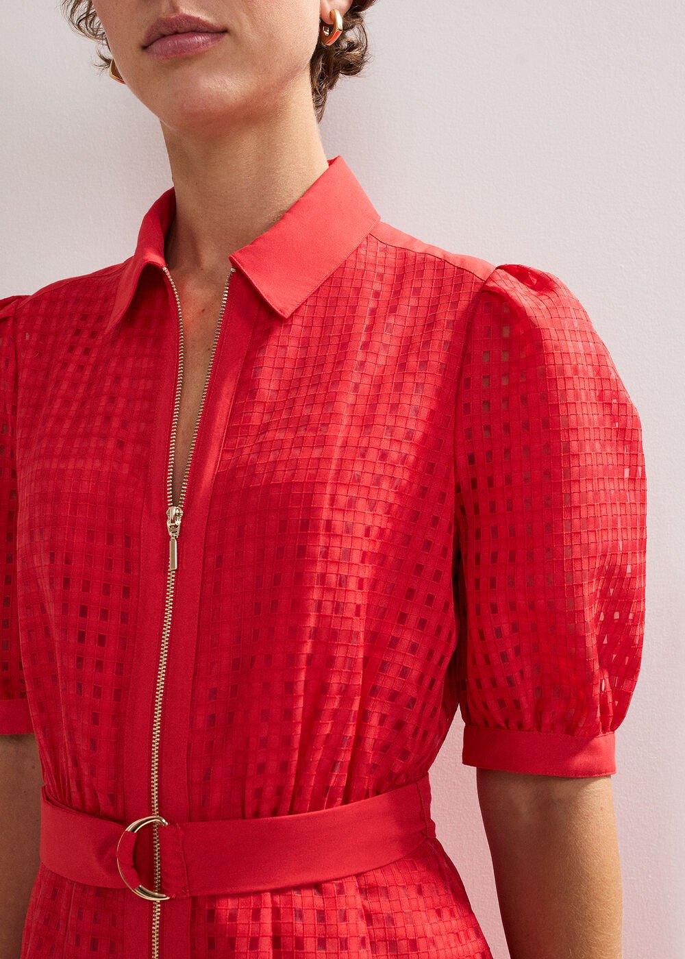 Carey Check Dress - Red