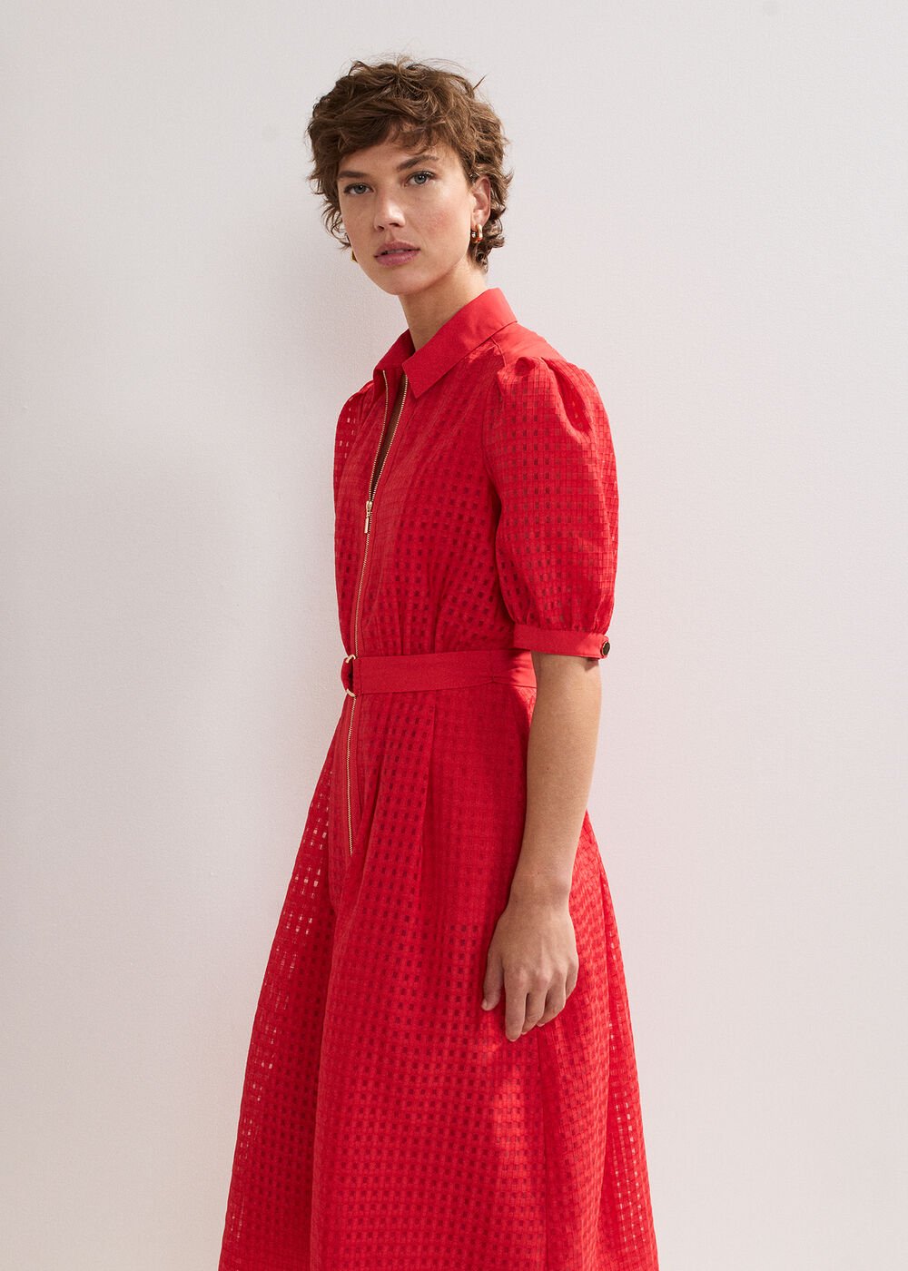 Carey Check Dress - Red