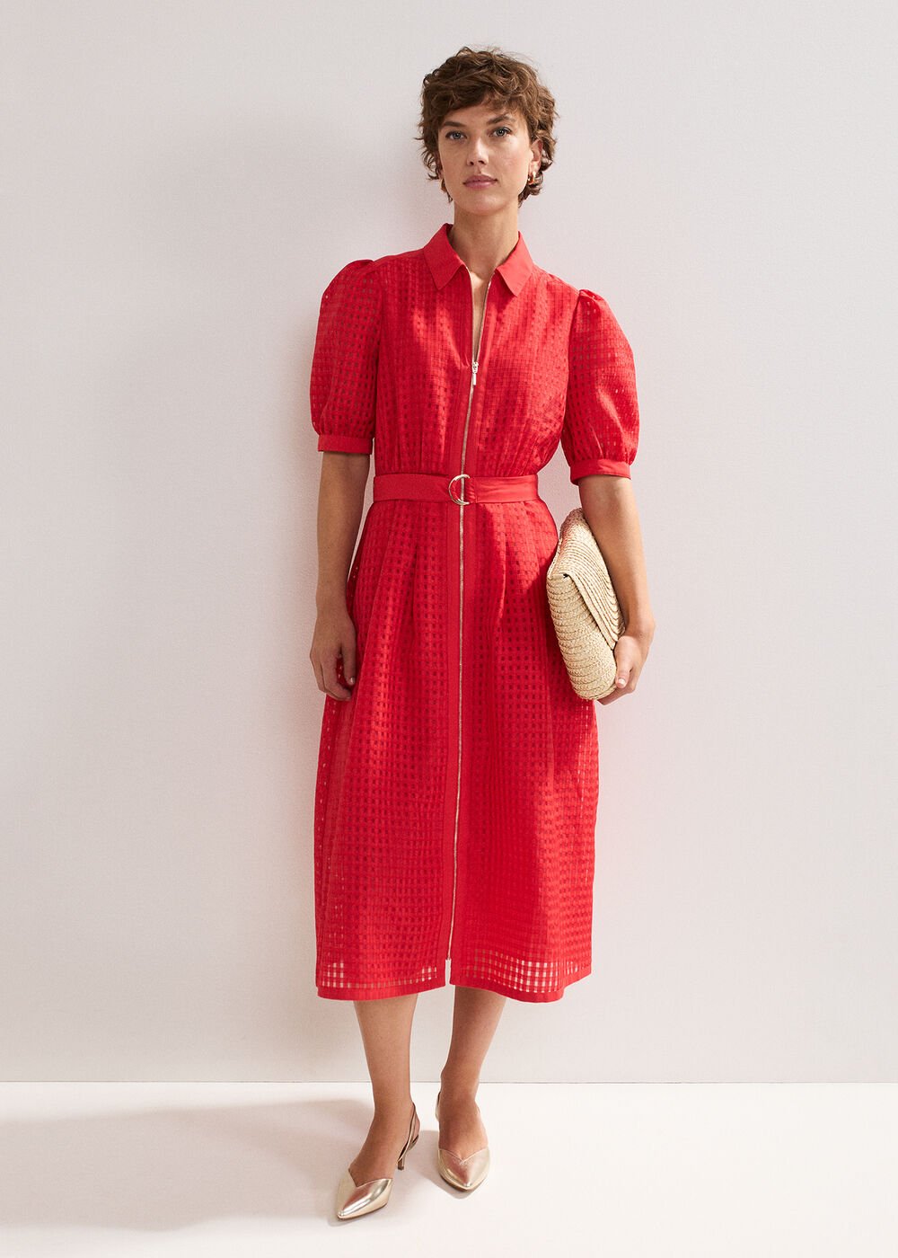 Carey Check Dress - Red