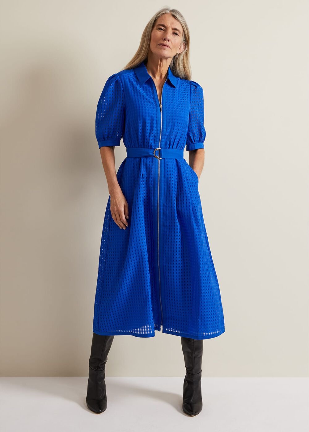 Carey Check Dress - Blue