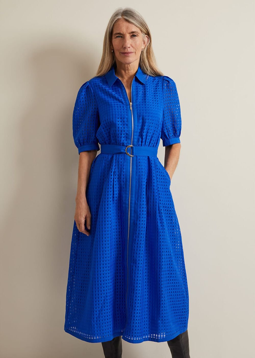 Carey Check Dress - Blue