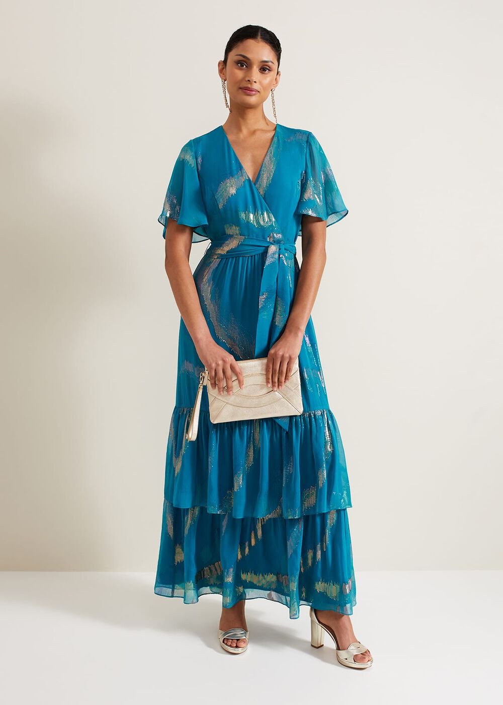 Charissa Silk Maxi Dress - Blue