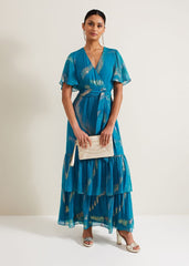 Charissa Silk Maxi Dress - Blue