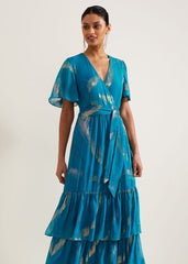 Charissa Silk Maxi Dress - Blue