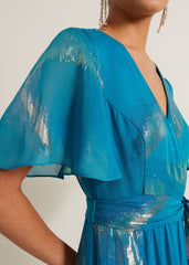 Charissa Silk Maxi Dress - Blue