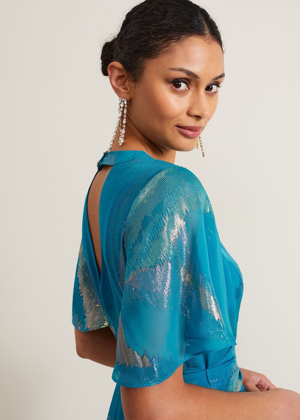Charissa Silk Maxi Dress - Blue